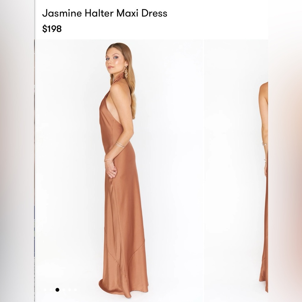 Show Me Your MuMu Jasmine Halter Maxi Dress Copper Luxe Satin